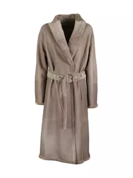 Brunello Cucinelli Reversible Shearling Coat, коричневый