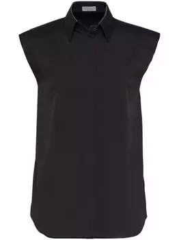 Brunello Cucinelli рубашка без рукавов с декором Monili, черный