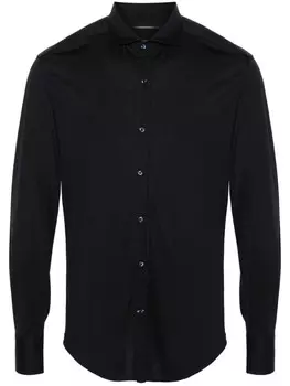 Brunello Cucinelli рубашка из джерси с отложным воротником, синий