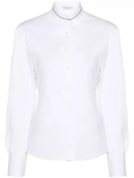 Brunello Cucinelli рубашка из поплина с отделкой Monili, белый