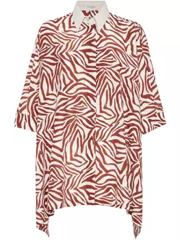Brunello Cucinelli рубашка из смесового шелка, красный