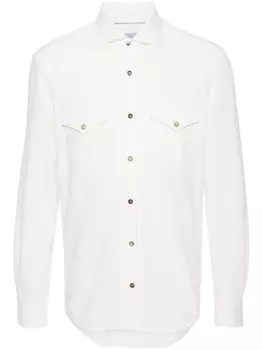 Brunello Cucinelli рубашка из ткани пике, белый