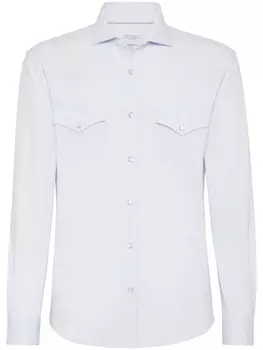 Brunello Cucinelli рубашка из ткани пике, синий