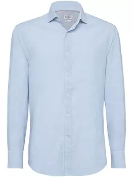 Brunello Cucinelli рубашка из ткани шамбре, синий