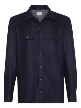 Brunello Cucinelli рубашка из вирджинской шерсти, синий