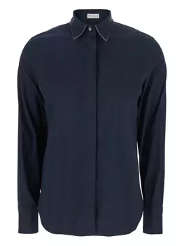 Brunello Cucinelli рубашка Monil Detail, синий
