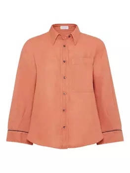 Brunello Cucinelli рубашка Pinpoint, оранжевый