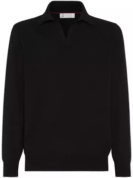 Brunello Cucinelli рубашка поло из кашемира, черный