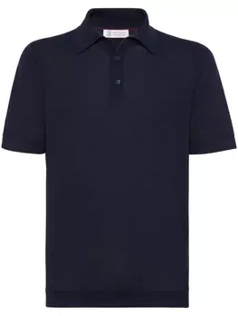Brunello Cucinelli рубашка поло из смесового льна, синий