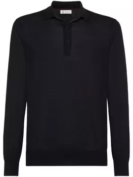 Brunello Cucinelli рубашка поло из смесового шелка, черный