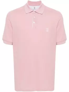 Brunello Cucinelli рубашка поло из ткани пике с логотипом, розовый