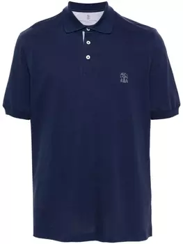 Brunello Cucinelli рубашка поло из ткани пике с логотипом, синий
