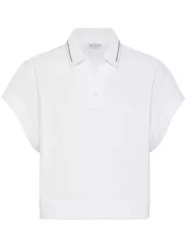 Brunello Cucinelli рубашка поло с декором Monili, белый