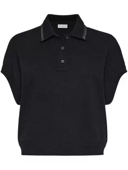 Brunello Cucinelli рубашка поло с декором Monili, серый