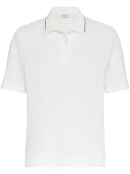 Brunello Cucinelli рубашка поло с декором Monili, белый