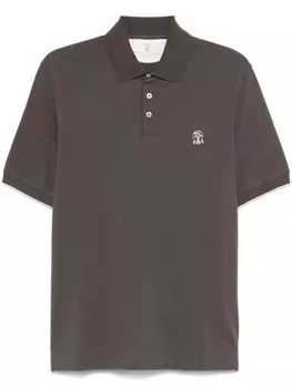 Brunello Cucinelli рубашка поло с логотипом, коричневый