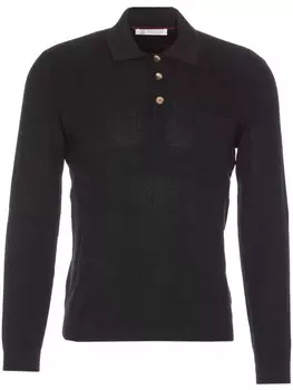 Brunello Cucinelli рубашка поло в рубчик, черный