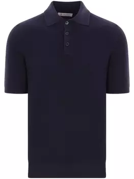 Brunello Cucinelli рубашка поло в рубчик, синий