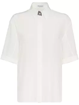 Brunello Cucinelli рубашка Precious Buttonhole, белый