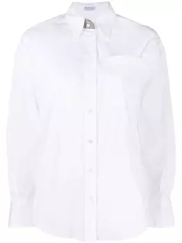 Brunello Cucinelli рубашка с декором Monili, белый