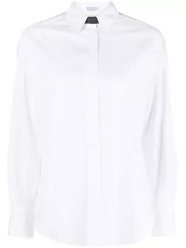 Brunello Cucinelli рубашка с декором Monili, белый
