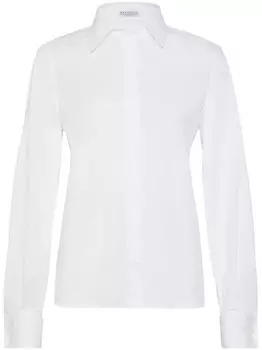 Brunello Cucinelli рубашка с декором Monili, белый