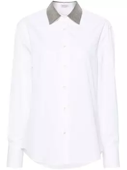 Brunello Cucinelli рубашка с декором Monili, белый