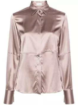 Brunello Cucinelli рубашка с декором Monili, коричневый