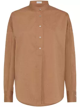Brunello Cucinelli рубашка с декором Monili, коричневый