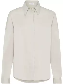 Brunello Cucinelli рубашка с декором Monili, нейтральный цвет