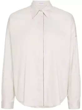 Brunello Cucinelli рубашка с декором Monili, нейтральный цвет