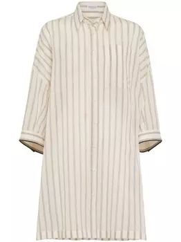 Brunello Cucinelli рубашка с декором Monili, нейтральный цвет