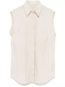Brunello Cucinelli рубашка с декором Monili, нейтральный цвет