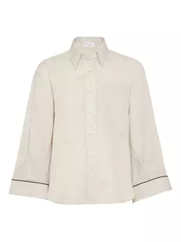 Brunello Cucinelli рубашка с декором Monili, нейтральный