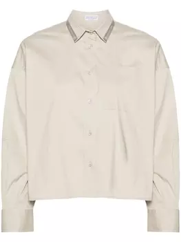 Brunello Cucinelli рубашка с декором Monili, серый