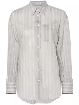 Brunello Cucinelli рубашка с декором Monili, серый