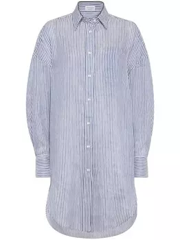 Brunello Cucinelli рубашка с декором Monili, синий