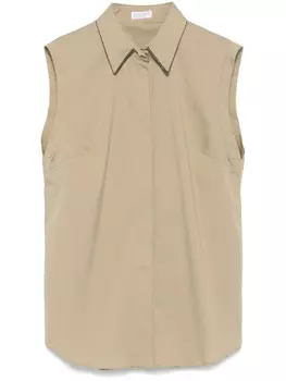 Brunello Cucinelli рубашка с декором Monili, зеленый
