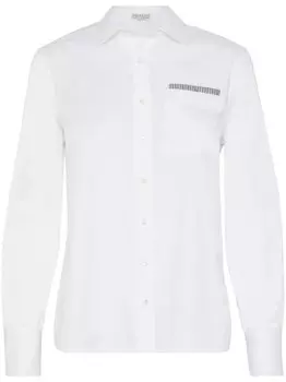Brunello Cucinelli рубашка с длинными рукавами и декором Monili, белый