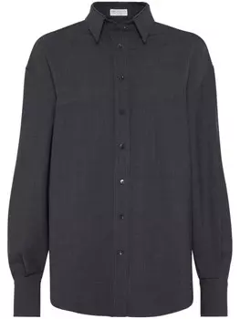 Brunello Cucinelli рубашка с длинными рукавами и декором Monili, серый