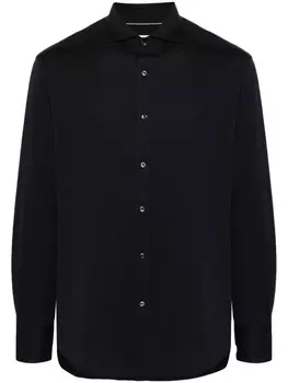 Brunello Cucinelli рубашка с косым воротником, синий