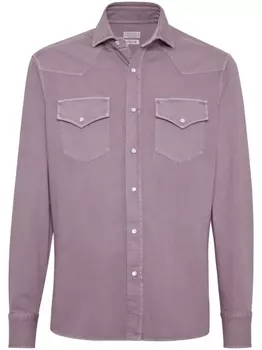 Brunello Cucinelli рубашка с отложным воротником, фиолетовый
