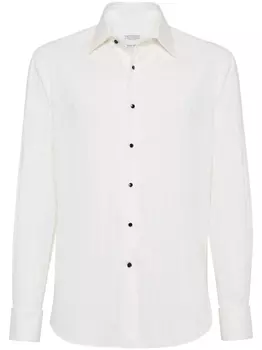 Brunello Cucinelli рубашка с узором шеврон, белый