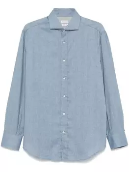 Brunello Cucinelli рубашка с узором в елочку, синий