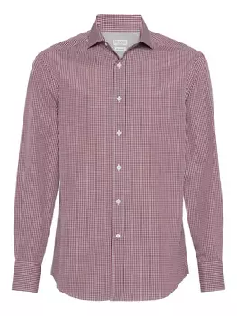 Brunello Cucinelli рубашка в клетку гингем, красный