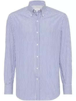 Brunello Cucinelli рубашка в полоску, синий