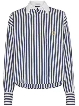 Brunello Cucinelli рубашка в полоску, синий