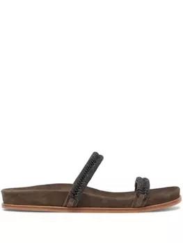 Brunello Cucinelli сандалии с бусинами, коричневый
