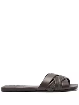 Brunello Cucinelli сандалии с бусинами, коричневый