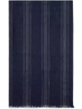 Brunello Cucinelli шарф из смесового шелка в полоску, синий